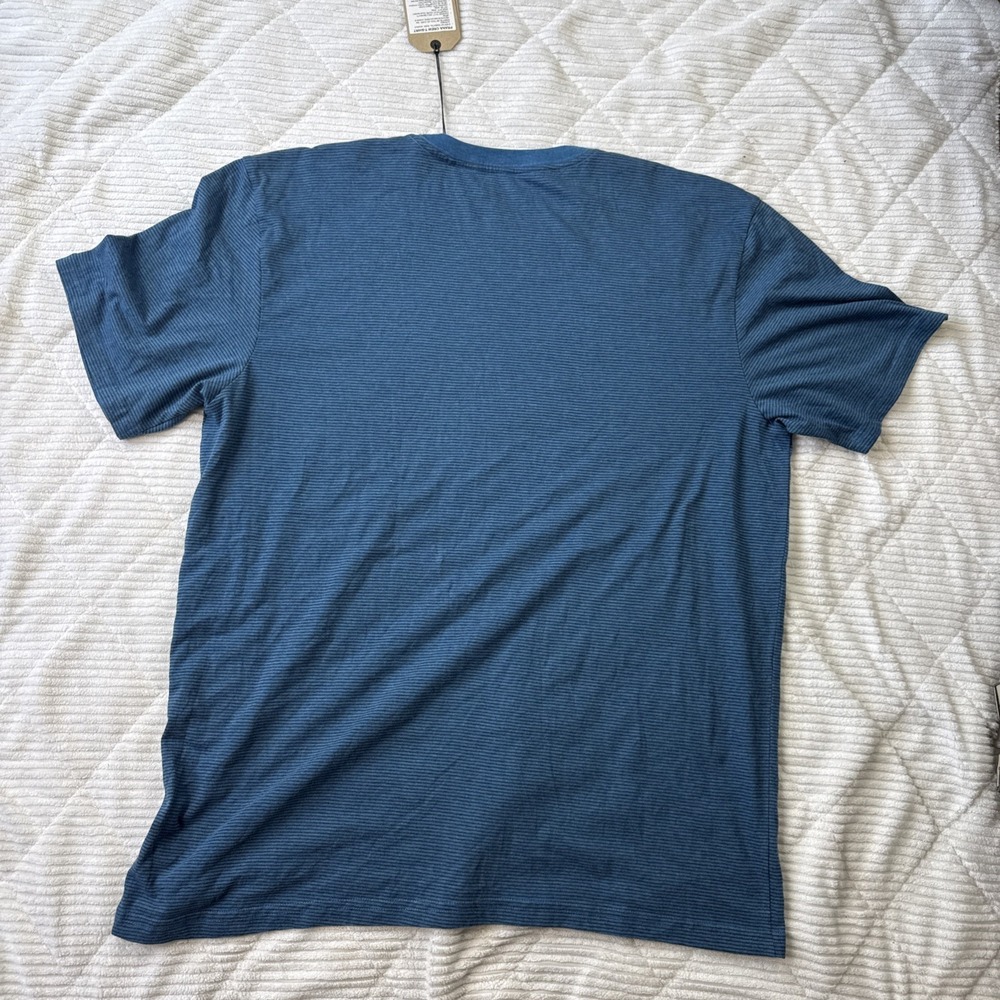 NEW Prana Crew T Shirt Mens Extra Large Blue Stripe Active Outdoor Sustainable - Picture 5 of 8